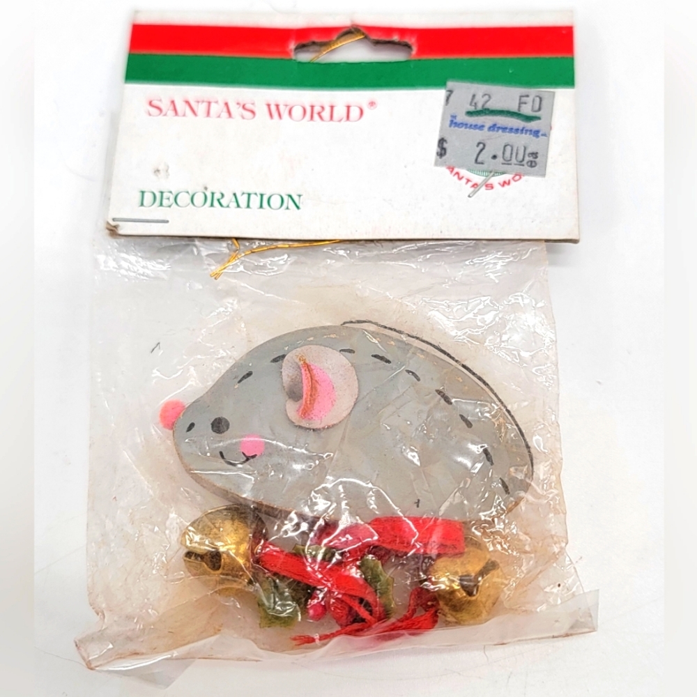 Vintage Kurt Adler Mouse Jingle Bells Xmas Ornament NEW IN PACKAGE  Damaged